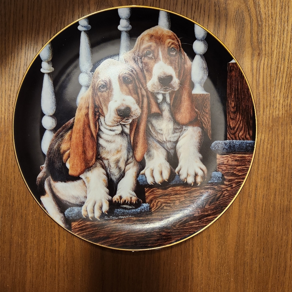 Upstairs, Downstairs Sally Maxwell Plate Love Puppies